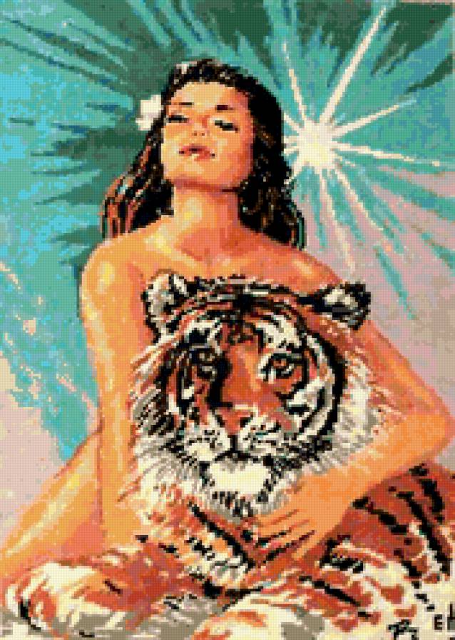 леди и тигр 03 - красавица, тигр, женщина, леди - предпросмотр