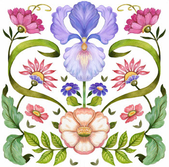 Цветочная подушка - флора, ирис, цветочные подушки, узоры, васильки, цветы, подушка - оригинал