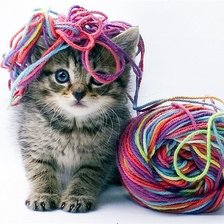 Схема вышивки «Котенок и клубок»