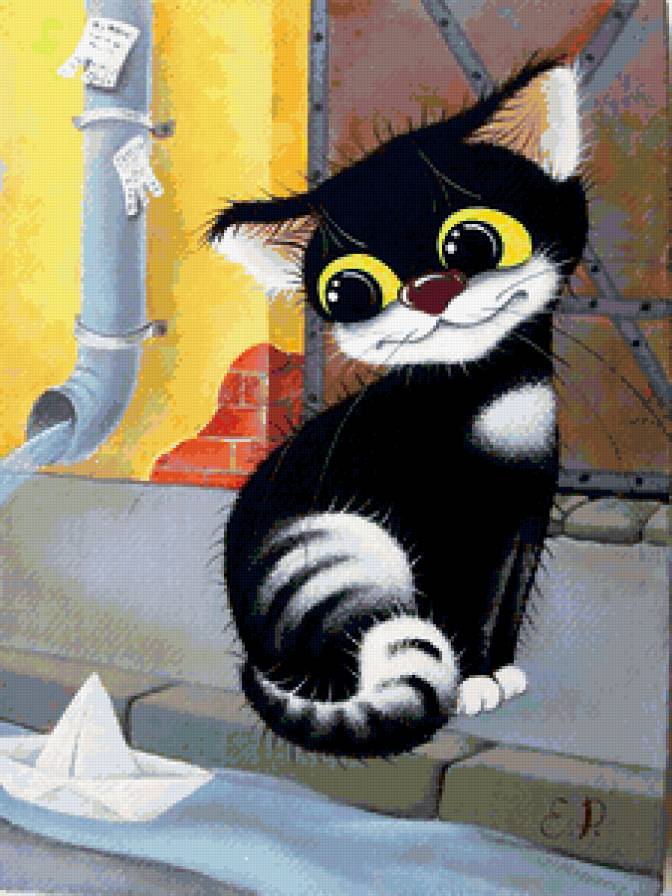 котенок - ручей, кораблик - предпросмотр