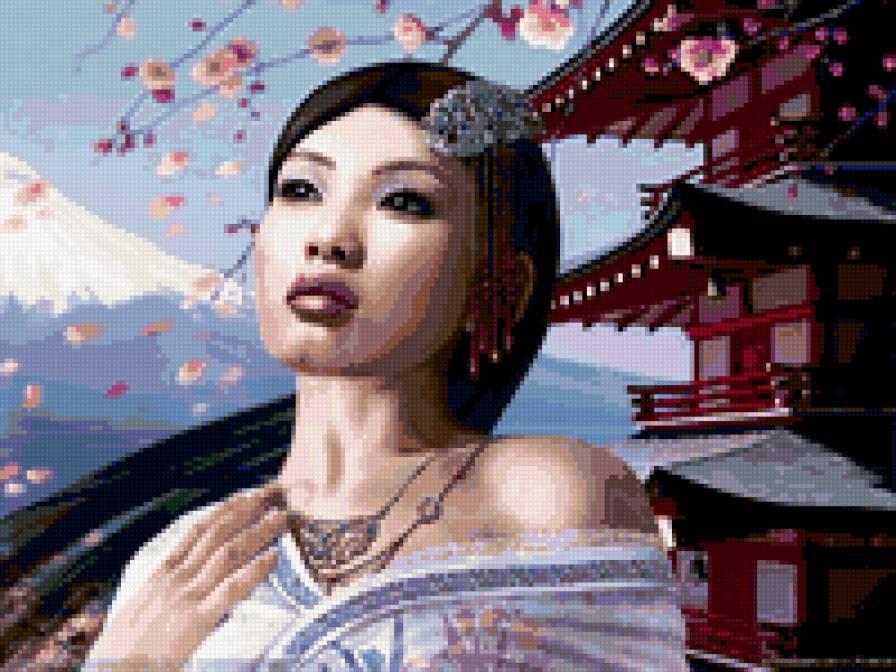 Китаянка - китай, девушка, сакура - предпросмотр