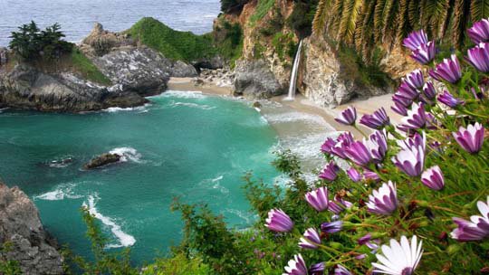 озеро в горах - вода горы цветы - оригинал