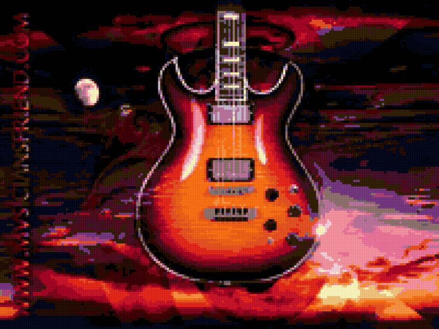 Гитара в лучах заката - гитара, музыка, закат - предпросмотр