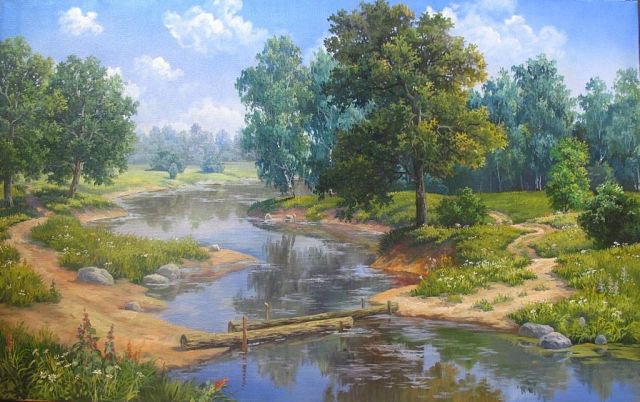 у реки - пейзаж - оригинал