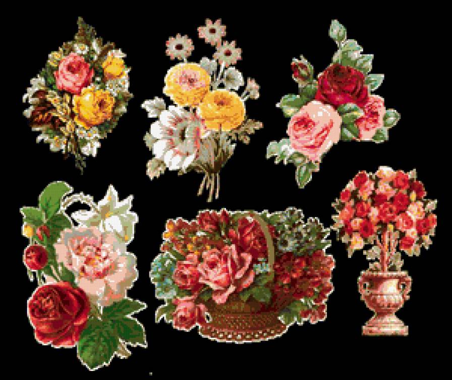 №380249 - подушка, букет, салфетка, цветы, на кармашек, скатерть, мини - предпросмотр