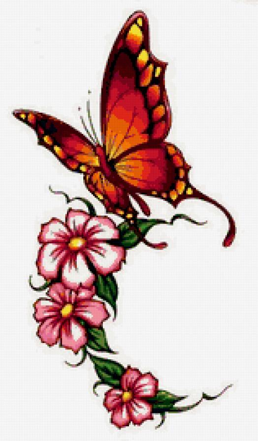 бабочка на цветах - предпросмотр