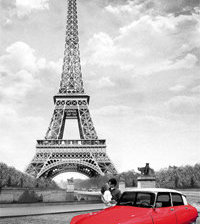 Схема вышивки «эйфелева башня и красная машина»