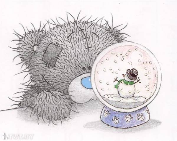 Тедди с подарком - подарок, шар, тедди, стеклянный - оригинал