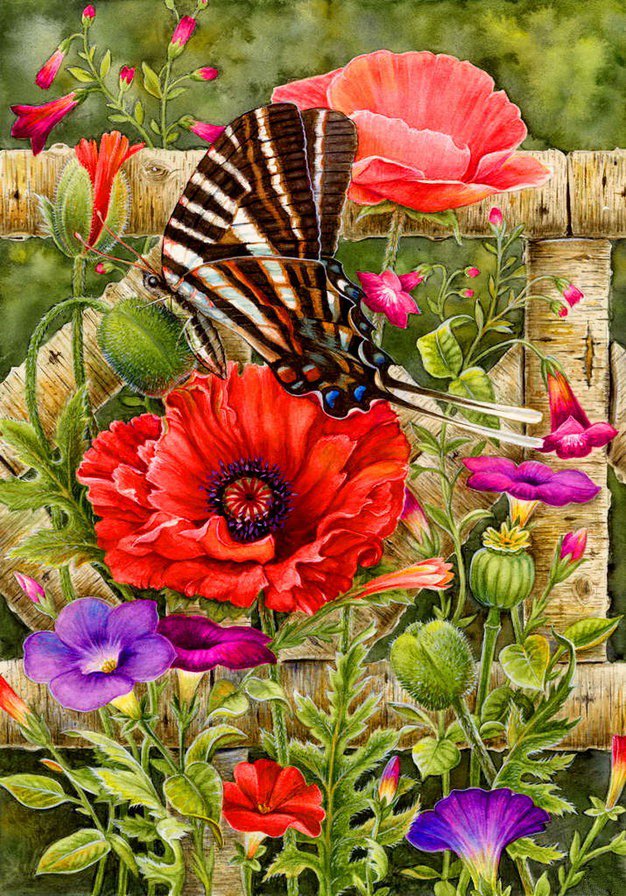 №381340 - девушка, картины, красота женщины, цветы, живопись, фэнтези, дети - оригинал