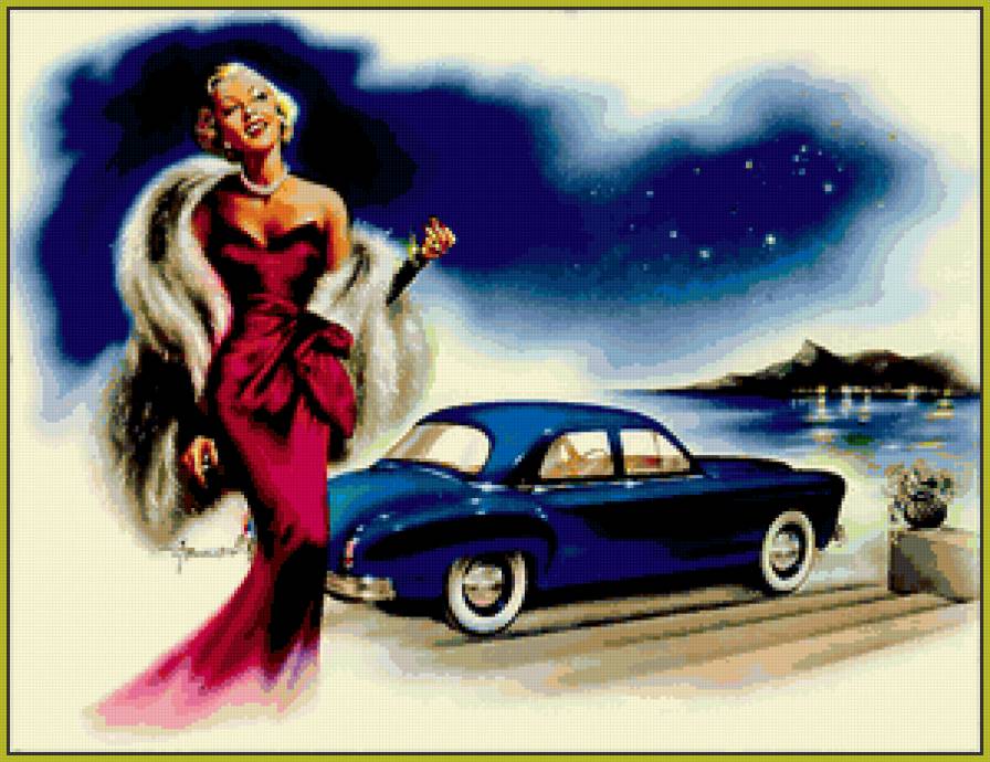 южная ночь - машина, женщина, ночь - предпросмотр