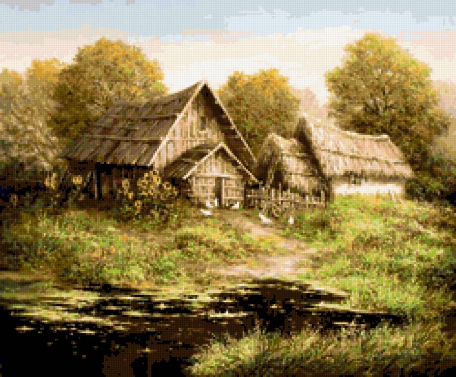 Хуторок. Михаил и Елена Иваненко - деревня, лето, пейзаж, домики - предпросмотр