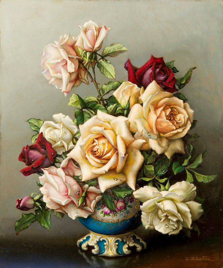 Розы - ретро, букет, розы, розочки, флора, душистые розы, ваза, роза - оригинал