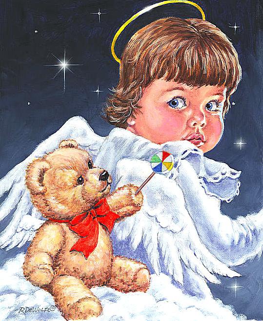 Дети-ангелы - игрушка, мишка, ангел - оригинал