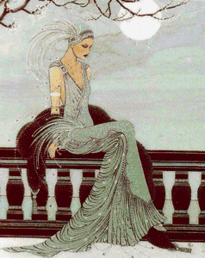 ожидание - ночь, дама, ретро - предпросмотр