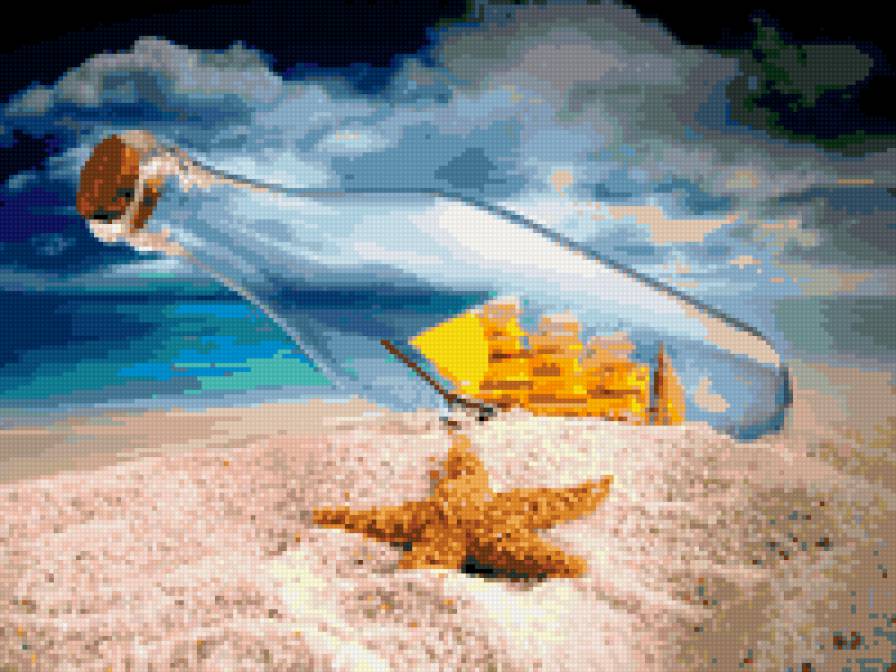 парусник в бутылке - предпросмотр