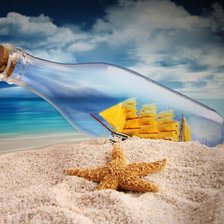 Схема вышивки «парусник в бутылке»