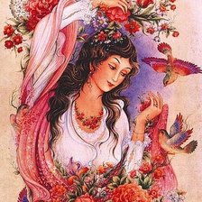 Схема вышивки «девушка с птицами»