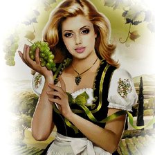 Схема вышивки «девушка с виноградом»