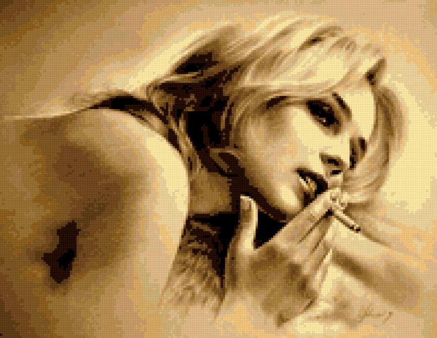 Графика - девушка, монохром - предпросмотр