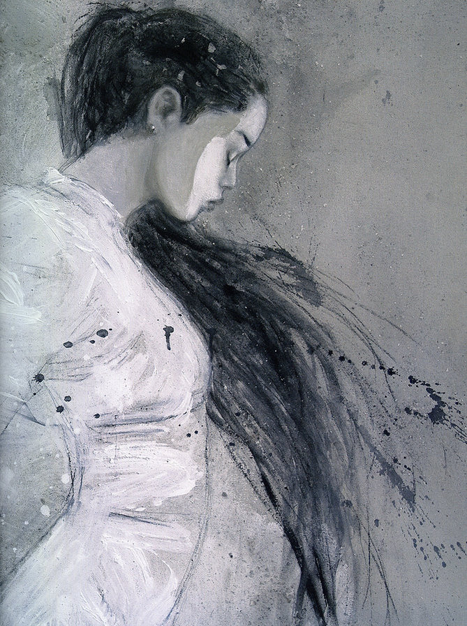 Графика - девушка, монохром - оригинал