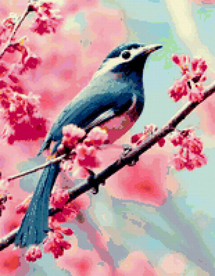 райская птичка - цветы, птицы - предпросмотр