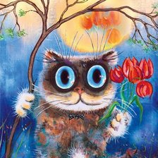 Схема вышивки «котик»