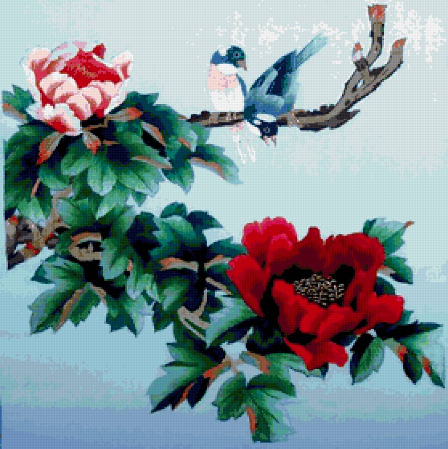 серия "птицы" - птицы.цветы. - предпросмотр