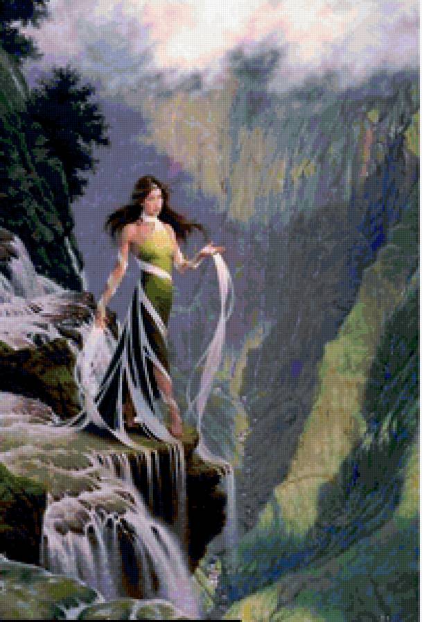 Девушка водопад - девушка, водопад - предпросмотр