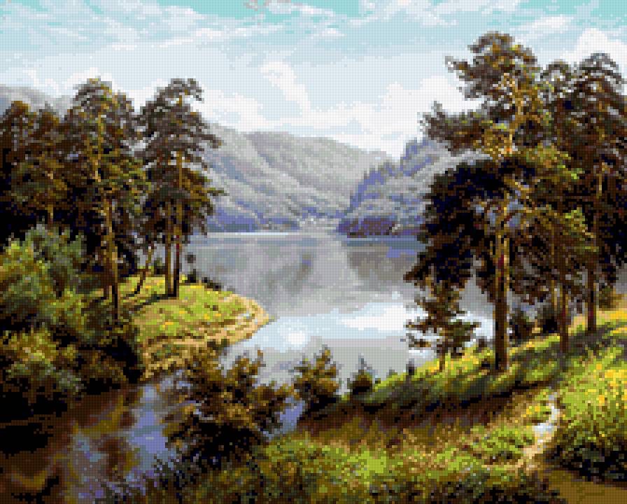 Голубые дали.1 - озеро, пейзаж, лес - предпросмотр