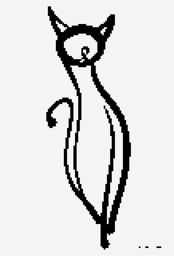 худ.франсуа дабо - монохром, силуэт кошки - предпросмотр