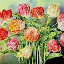 Оригинал схемы вышивки «тюльпаны» (№384164)