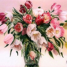 Оригинал схемы вышивки «тюльпаны в вазе» (№384165)