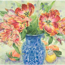 Оригинал схемы вышивки «тюльпаны в вазе» (№384302)