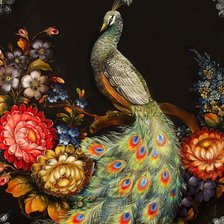 Схема вышивки «павлин на черном»