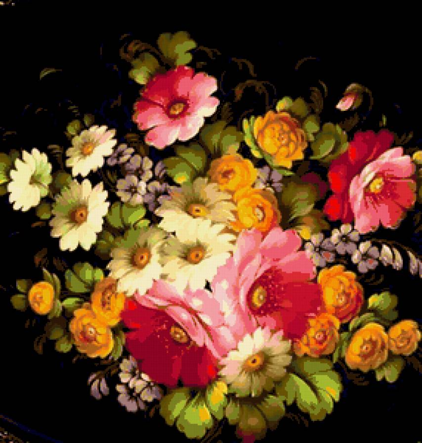 цветы на черном - предпросмотр