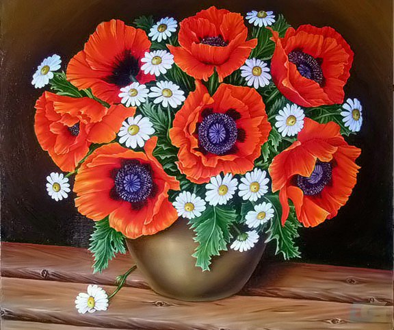 маки в вазе - оригинал