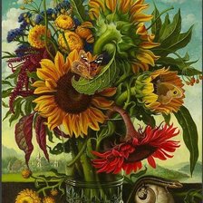 Схема вышивки «натюрморт с подсолнухами»