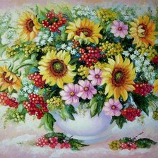 Оригинал схемы вышивки «осенние цветы» (№384967)