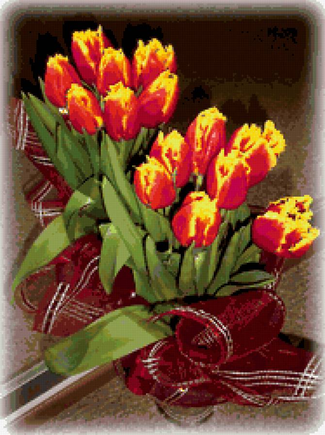 тюльпаны - натюрморт, цветы, букет, тюльпаны - предпросмотр