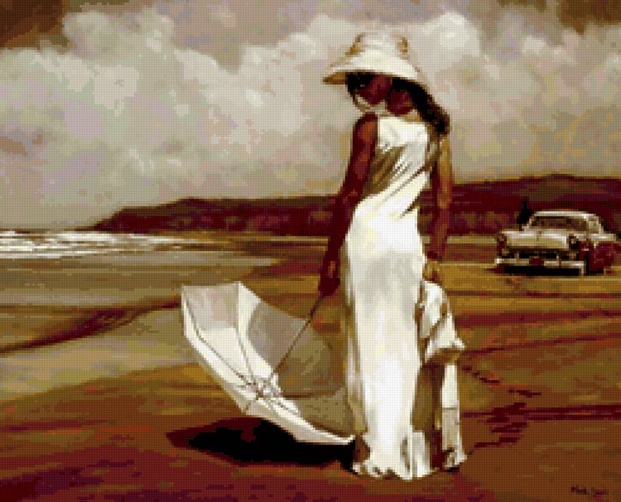 девушка - девушка, машина, она, зонт, образ, женщина - предпросмотр