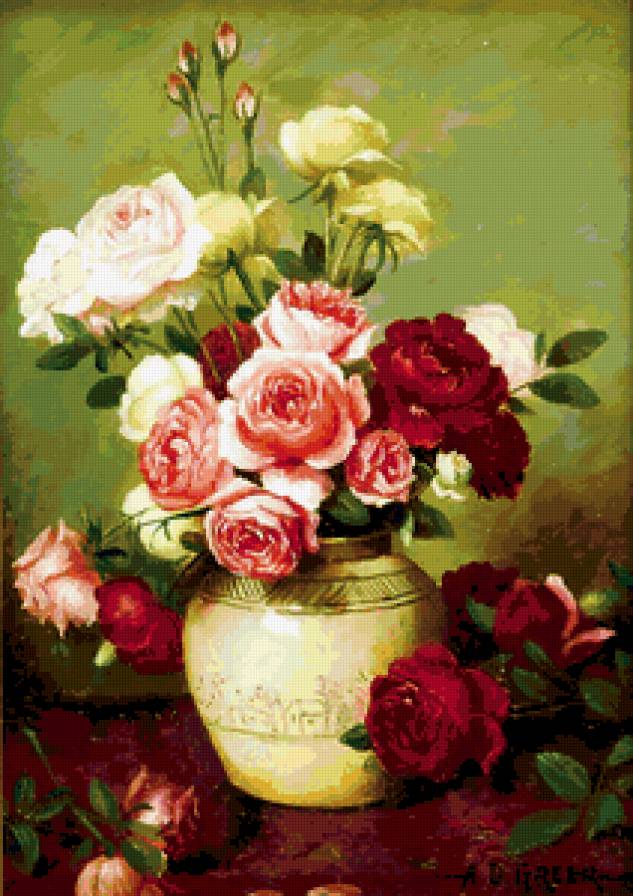 розы в вазе - предпросмотр