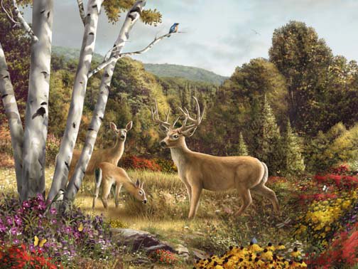 олени в лесу - оригинал