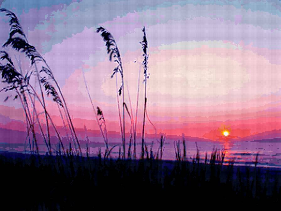 Закат - природа, озеро, закат,  - предпросмотр