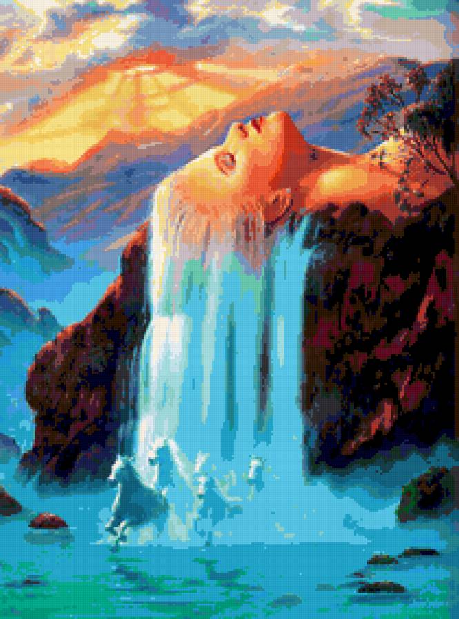 девушка-водопад - фентази - предпросмотр