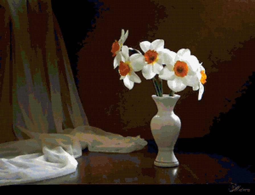 №386691 - натюрморт, букет, нарциссы, цветы - предпросмотр