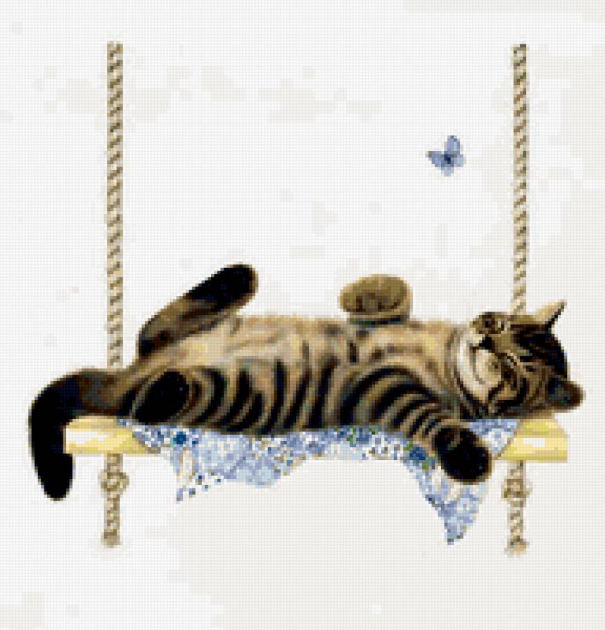 кот на качелях - предпросмотр