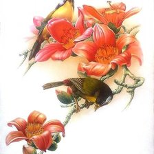 Оригинал схемы вышивки «Птицы и цветы» (№387729)