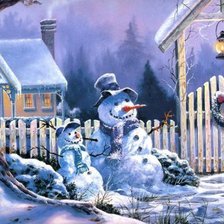 Схема вышивки «веселые снеговики»