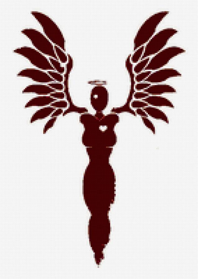 Червовая дама - карты, крылья, ангел, дама, черва, красный - предпросмотр