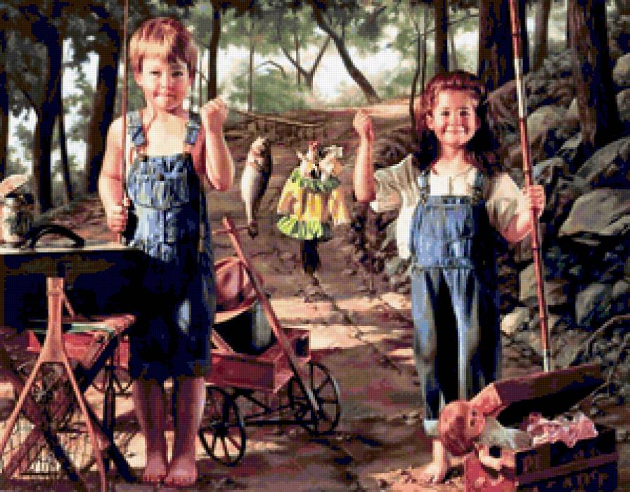 №388345 - живопись, дети, картины, красота женщины, цветы, фэнтези, девушка - предпросмотр